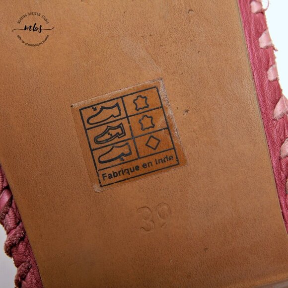 Free People Bailey Leather Criss Cross Strappy Boho Sandals Pink Women Size 8.5‎ - Picture 13 of 15